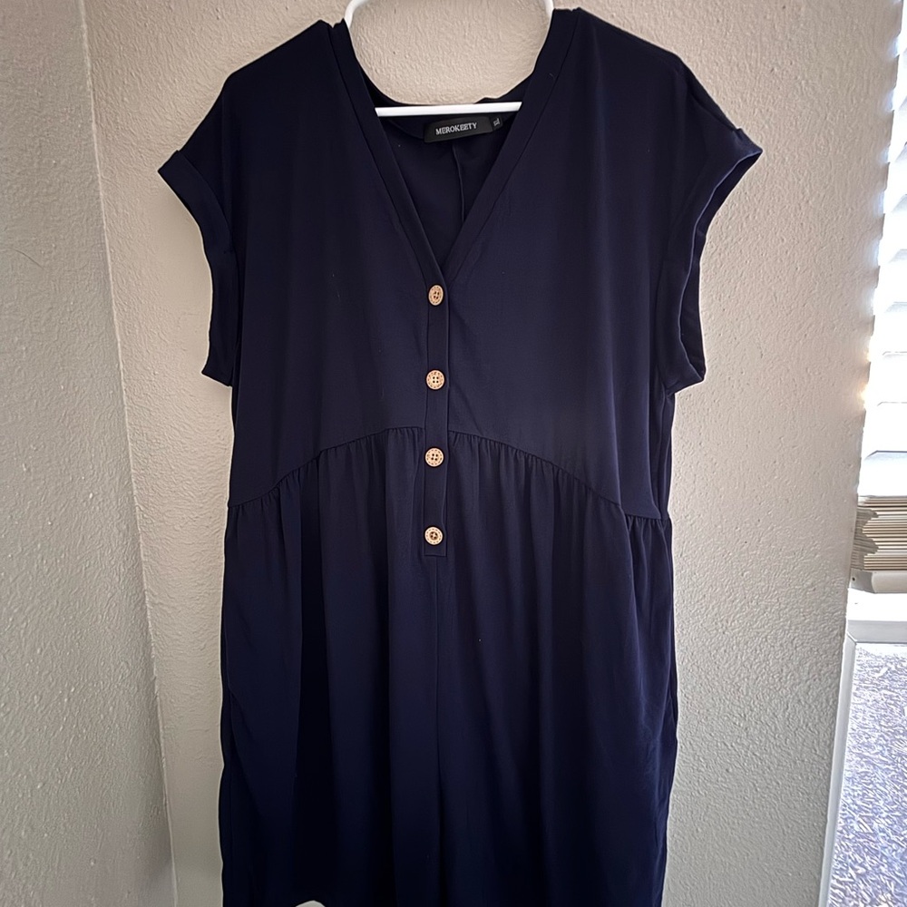 Women's Navy Button-Down Dress